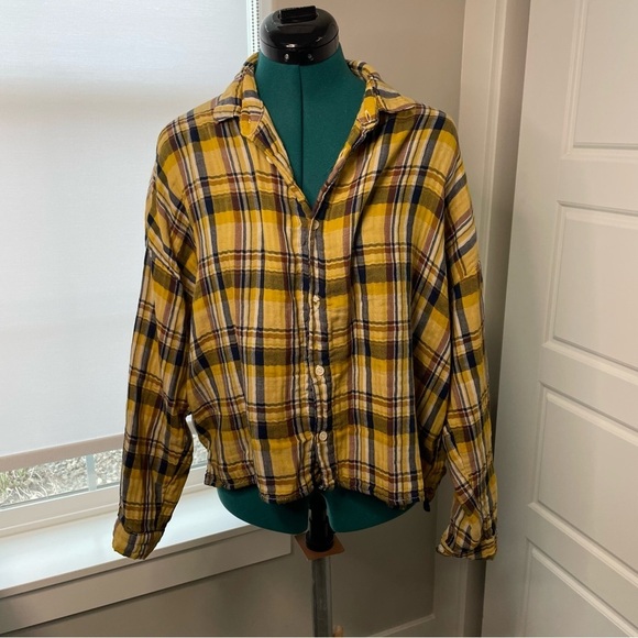 CP Shades Yellow Plaid 100% Cotton Long Sleeve Button Up - Picture 1 of 7